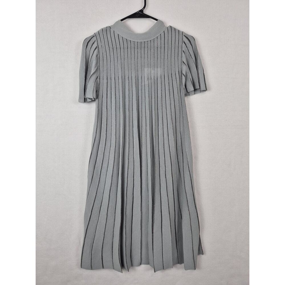 Red Valentino Knit Dress Womens Small Gray Striped Bow Neck Designer NWT